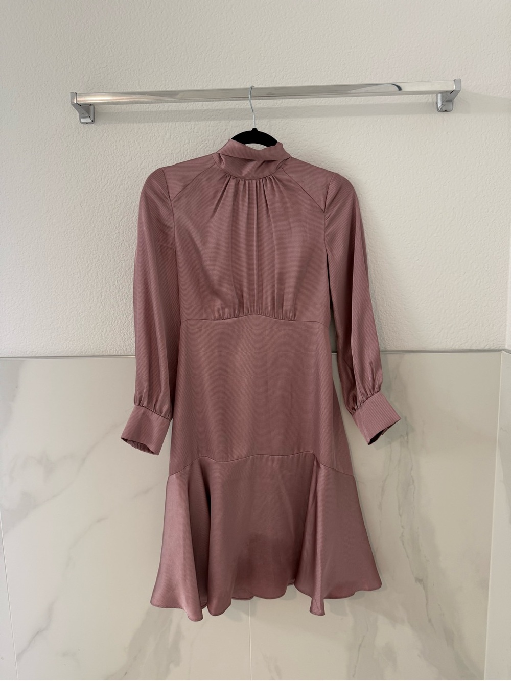 Eliza J Dusty Rose Long-Sleeve High Neck Dress